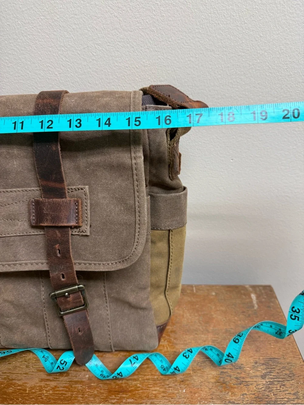 SOAEON Waxed Canvas Leather Messenger Bag Laptop Briefcase Crossbody Brown
